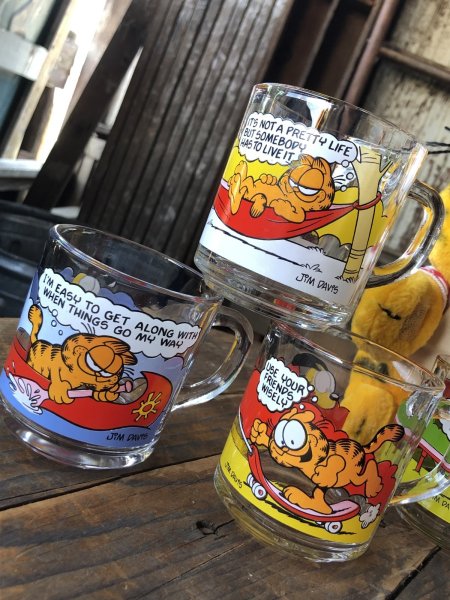 画像12: 80s Vintage ANCHOR HOCKING Glass McDonald's GARFIELD Mug Cup SET (R706) (12)