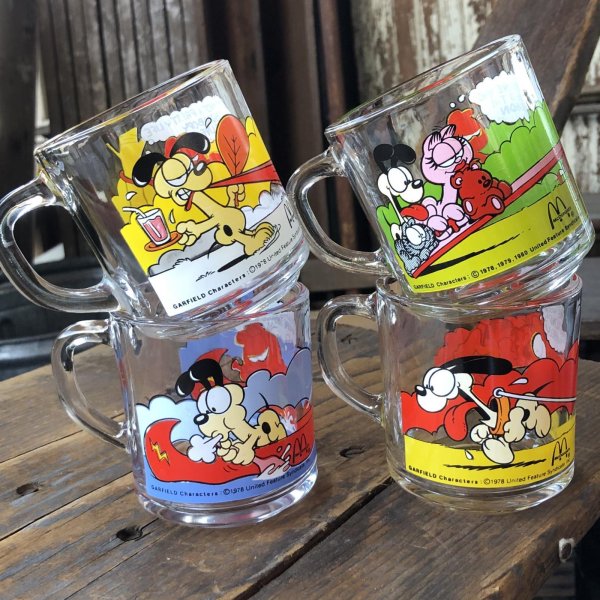 画像8: 80s Vintage ANCHOR HOCKING Glass McDonald's GARFIELD Mug Cup SET (R706) (8)