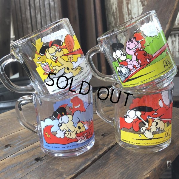 画像8: 80s Vintage ANCHOR HOCKING Glass McDonald's GARFIELD Mug Cup SET (R706) (8)