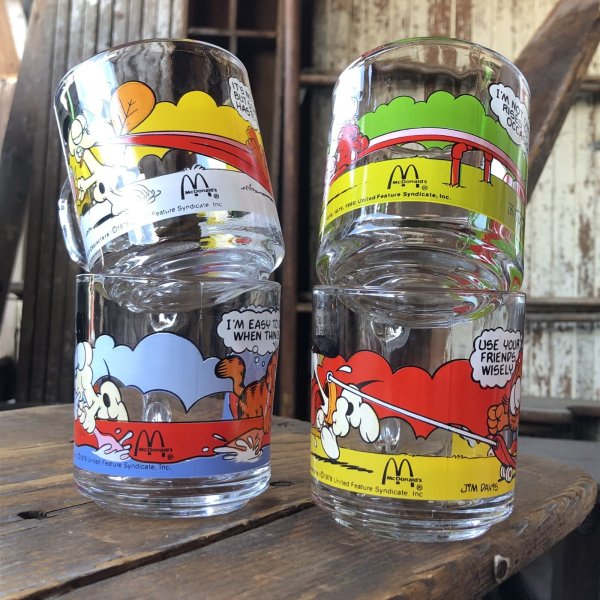 画像7: 80s Vintage ANCHOR HOCKING Glass McDonald's GARFIELD Mug Cup SET (R706) (7)
