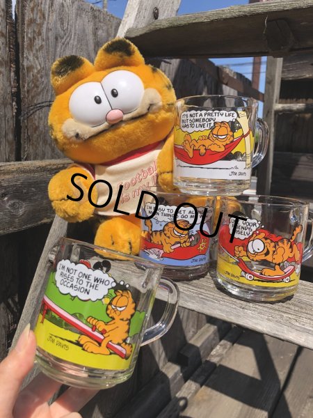 画像1: 80s Vintage ANCHOR HOCKING Glass McDonald's GARFIELD Mug Cup SET (R706) (1)
