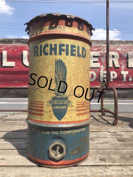 画像18: Vintage RICHFIELD Oil 115lb Drum Can (R709) (18)