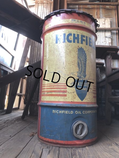 画像14: Vintage RICHFIELD Oil 115lb Drum Can (R709) (14)