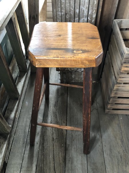 画像3: Antique Wooden BAR Stool (R716) (3)