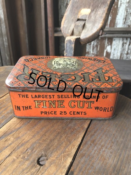 画像4: Vintage Advertising Cigarette Smoking Tobacco Tin Can TIGER CHEWING TOBACCO (R718) (4)