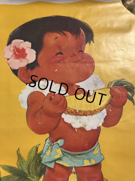 画像6: 70s Vintage Dole Kids Hawaiian Pineapple Advertising Store Display Poster (R776) (6)