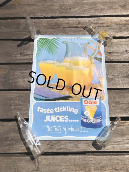 画像1: 70s Vintage Dole Hawaiian Pineapple Juice Advertising Store Display Poster (R775) (1)