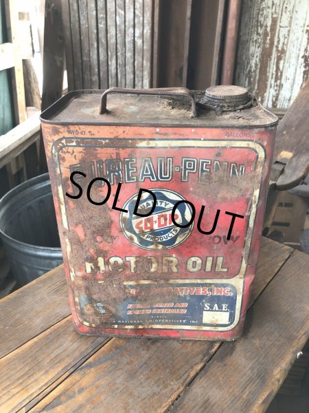 画像1: Vintage Oil Can CO-OP Bureau-Penn Motor Oil 2GL (R790) (1)