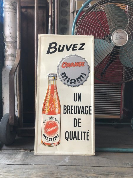 画像1: 60s Vintage Orange Miami soda Advertising Embossed Store Sign (R793) (1)