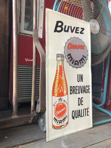 画像7: 60s Vintage Orange Miami soda Advertising Embossed Store Sign (R793) (7)