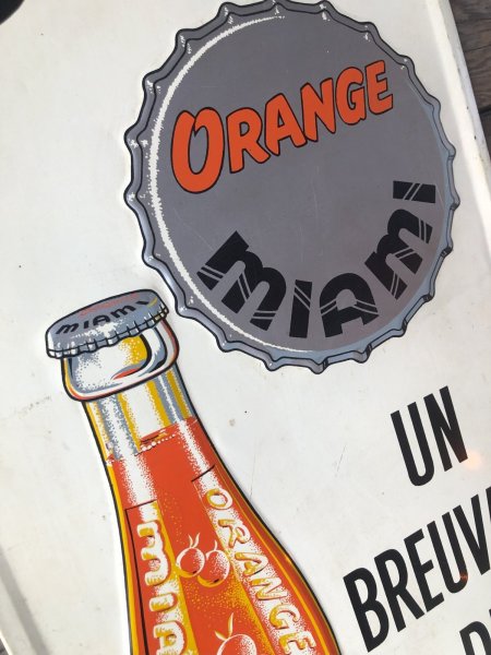 画像13: 60s Vintage Orange Miami soda Advertising Embossed Store Sign (R793) (13)