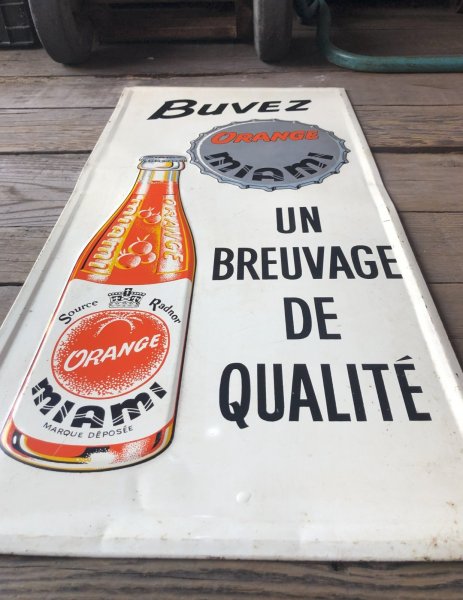 画像12: 60s Vintage Orange Miami soda Advertising Embossed Store Sign (R793) (12)