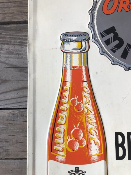 画像14: 60s Vintage Orange Miami soda Advertising Embossed Store Sign (R793) (14)