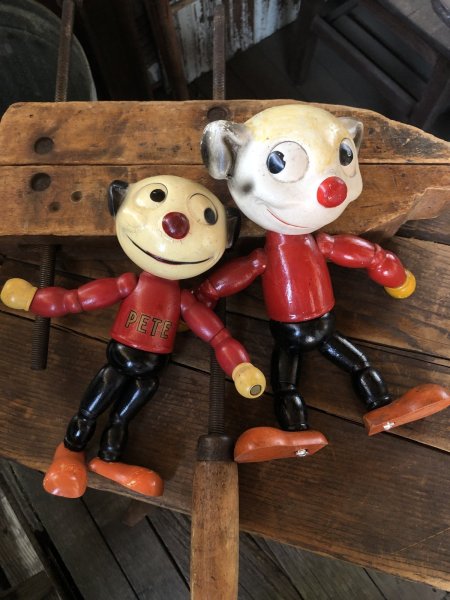 画像19: 30s Antique Cameo Doll Co. Walter Lantz Pete The Pup Wood & Composition Jointed Toy (R794) (19)