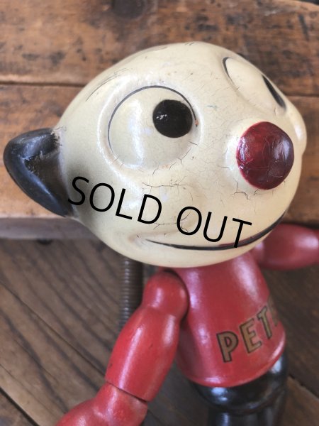 画像13: 30s Antique Cameo Doll Co. Walter Lantz Pete The Pup Wood & Composition Jointed Toy (R795) (13)