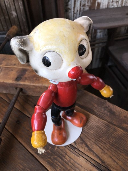 画像7: 30s Antique Cameo Doll Co. Walter Lantz Pete The Pup Wood & Composition Jointed Toy (R794) (7)