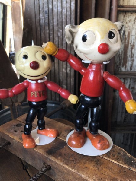 画像18: 30s Antique Cameo Doll Co. Walter Lantz Pete The Pup Wood & Composition Jointed Toy (R794) (18)