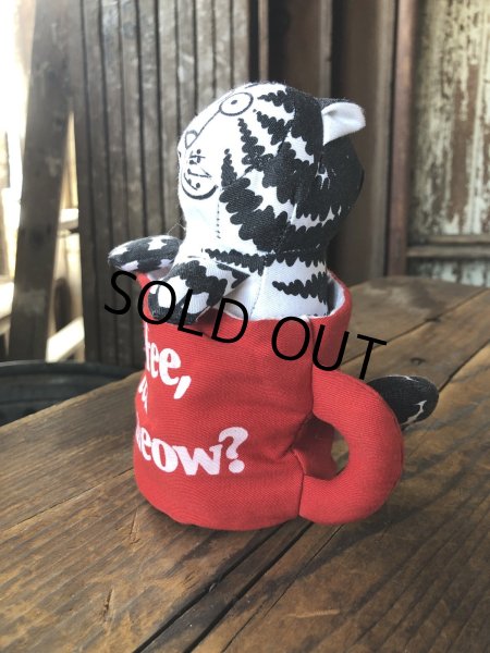 画像10: 80s Applaus B. Kliban Cat Coffee Tea or Meow? Stuffed Toy Plush (R806) (10)