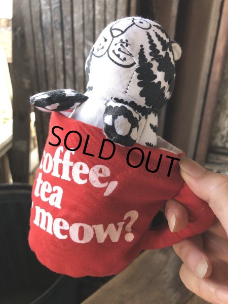 画像14: 80s Applaus B. Kliban Cat Coffee Tea or Meow? Stuffed Toy Plush (R806) (14)