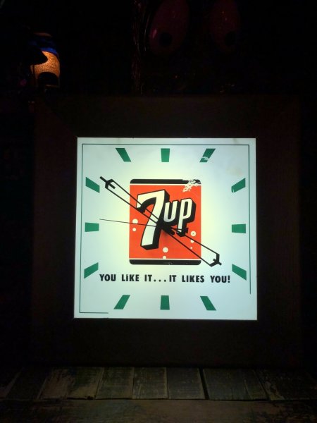 画像21: 【店舗引き取り限定】 〜60s Vintage 7UP Advertising Store Display Lighted Clock Sign 77x77cm Huge !!! (R811) (21)