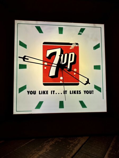 画像26: 【店舗引き取り限定】 〜60s Vintage 7UP Advertising Store Display Lighted Clock Sign 77x77cm Huge !!! (R811) (26)
