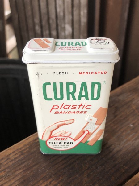 画像1: Vintage Curity Band-Aid Can CURAD Plastic Bandages (R818) (1)