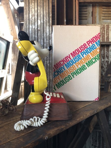 画像2: 70s Vintage Disney Mickey Mouse Telephone w/box (R824) (2)