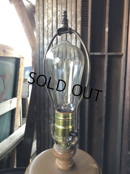 画像5: Vintage Wood Base Milk Glass Table Lamp (R832) (5)