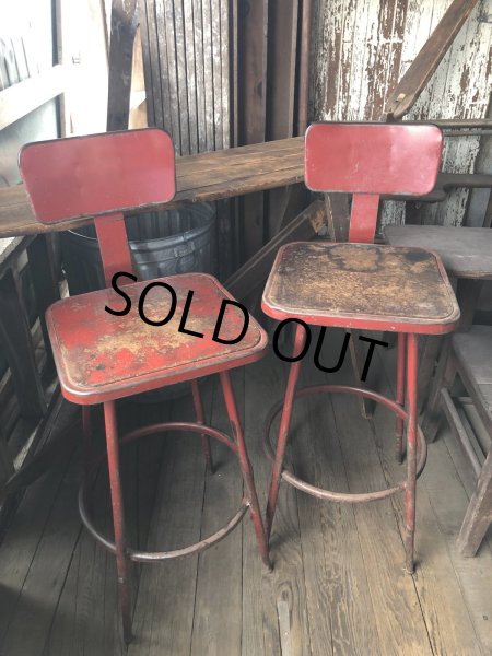 画像22: Vintage Industrial Metal High Stools Chair (R848) (22)