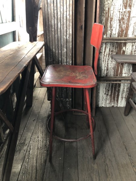 画像2: Vintage Industrial Metal High Stools Chair (R848) (2)