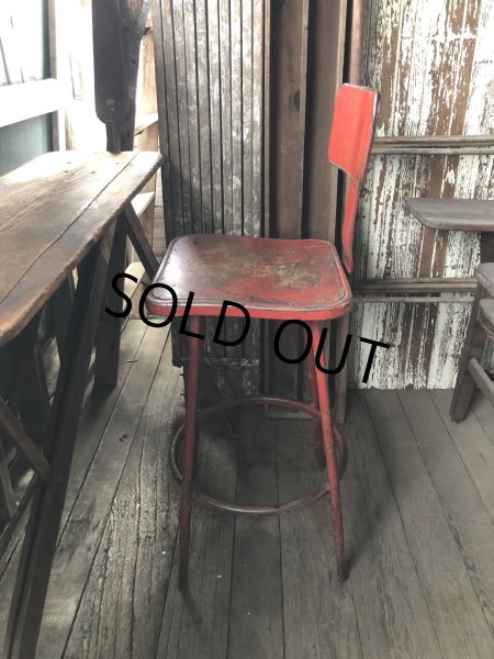 画像2: Vintage Industrial Metal High Stools Chair (R848) (2)