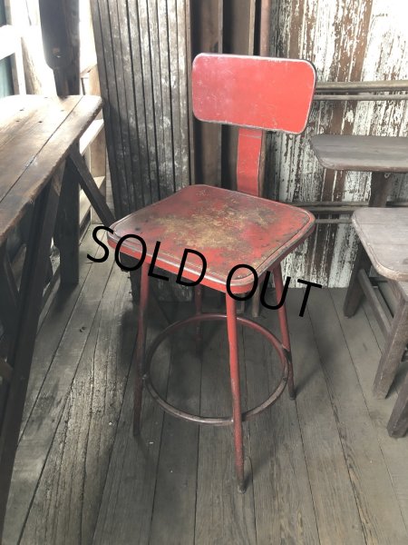 画像1: Vintage Industrial Metal High Stools Chair (R848) (1)