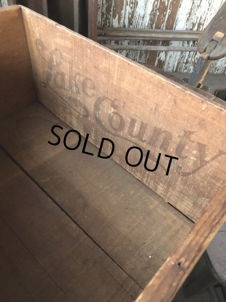 画像2: Vintage Wood Box Green Circle Mendocio Country Mountain Pears (R852) (2)