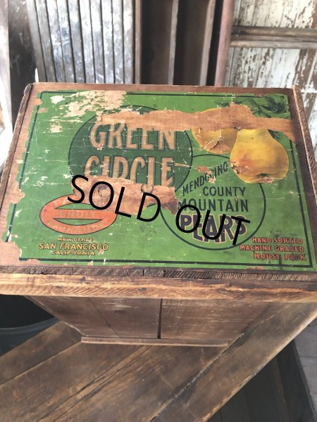 画像3: Vintage Wood Box Green Circle Mendocio Country Mountain Pears (R852) (3)