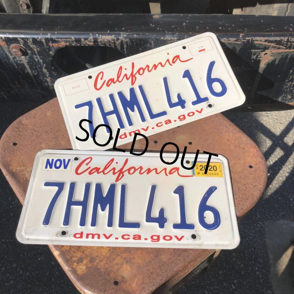 画像1: Original USA California License Plate 7HML416 SET (R907) (1)