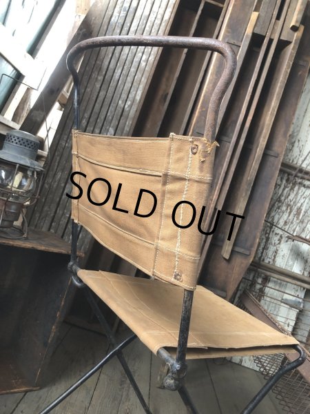 画像9: Vintage Metal Canvas Folding Camp Chair (R930) (9)