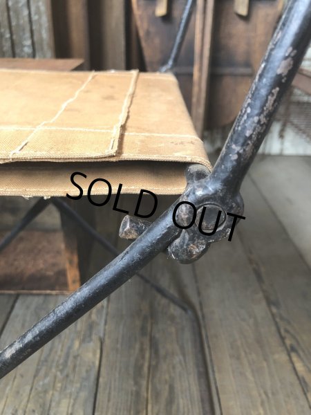画像18: Vintage Metal Canvas Folding Camp Chair (R930) (18)