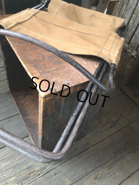 画像22: Vintage Metal Canvas Folding Camp Chair (R930) (22)