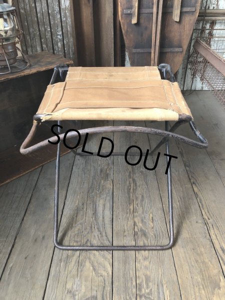 画像14: Vintage Metal Canvas Folding Camp Chair (R930) (14)