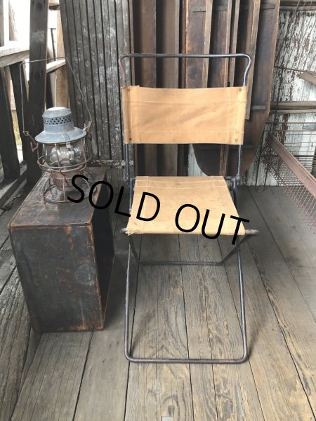 画像1: Vintage Metal Canvas Folding Camp Chair (R930) (1)