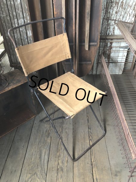 画像12: Vintage Metal Canvas Folding Camp Chair (R930) (12)