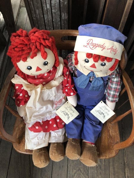 画像2: 80s 90s Vintage KUSUNOKI Limited Edition Raggedy Ann & Andy Doll SET 77cm (R936) (2)