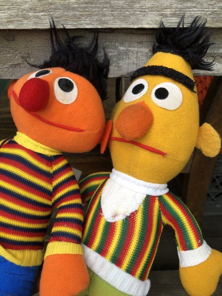 画像10: 70s Vintage SESAME STREET Ernie ＆ Bert Plush SET by Knickerbocker (R955) (10)