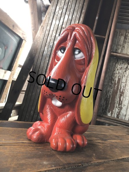 画像2: 70s Vintage NY Vinyl Plastic Dog Bank Basset hound Red (R956)  (2)