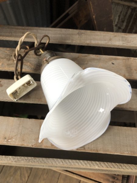 画像8: Vintage U.S.A. Milk Glass Globe Pendant Hanging Lamp (A003) (8)