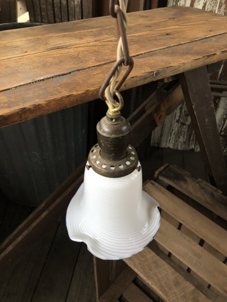 画像10: Vintage U.S.A. Milk Glass Globe Pendant Hanging Lamp (A003) (10)