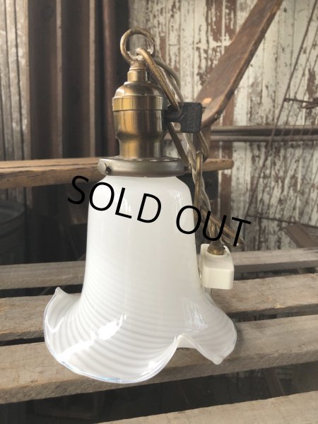 画像1: Vintage U.S.A. Milk Glass Globe Pendant Hanging Lamp (A004) (1)