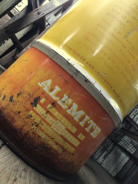 画像20: Vintage ALEMITE Motor Oil Lubricant 120 Poinds Drum Can (A027) (20)