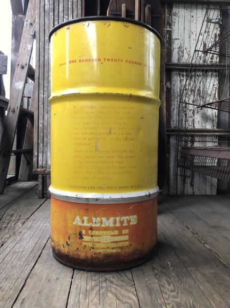画像4: Vintage ALEMITE Motor Oil Lubricant 120 Poinds Drum Can (A027) (4)