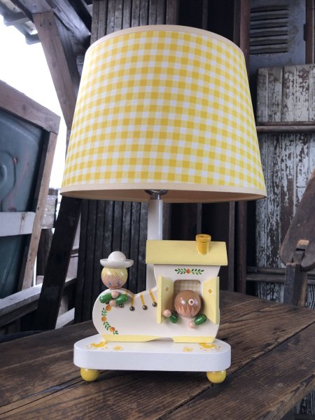 画像1: 70s Vintage Nursery Originals Wooden Nursery Childrens Lamp (A034) (1)